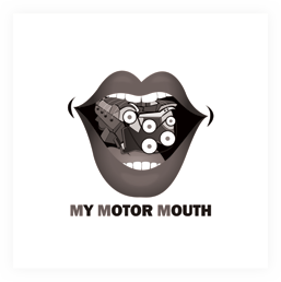 My Motor Mouth logo in black in white